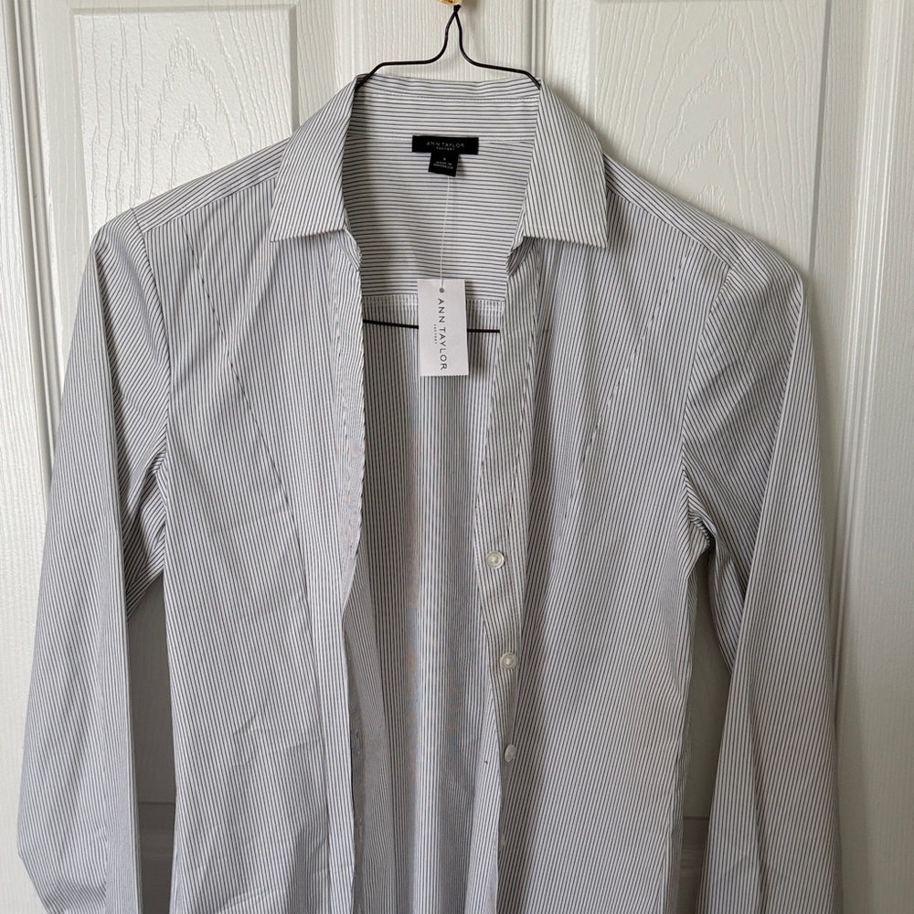 Ann Taylor Factory Pinstripe Button-Up Shirt